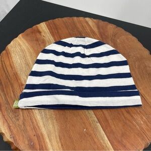 Nui 100% organic Merino Wool Baby Hat striped blue white 6-12 months